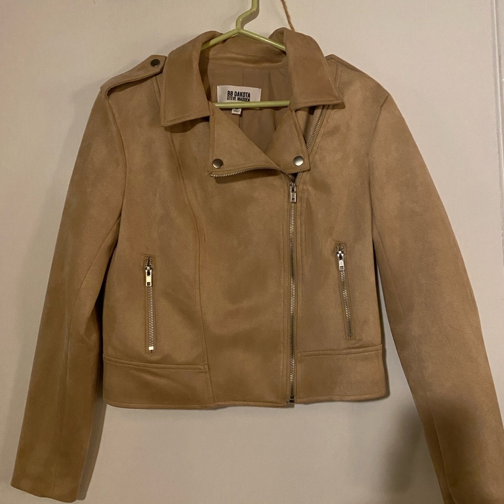 Faux suede moto biker jacket